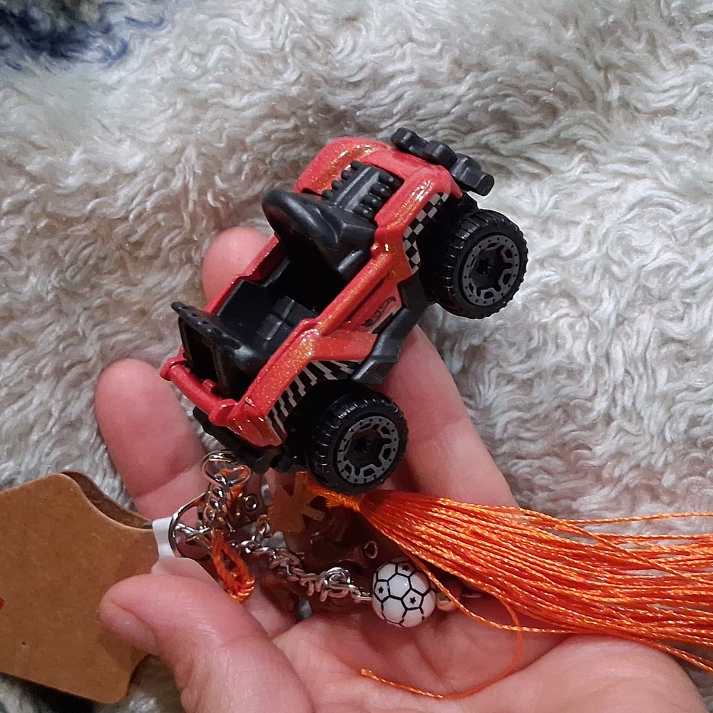 Red and Black Toy Car with Keychain